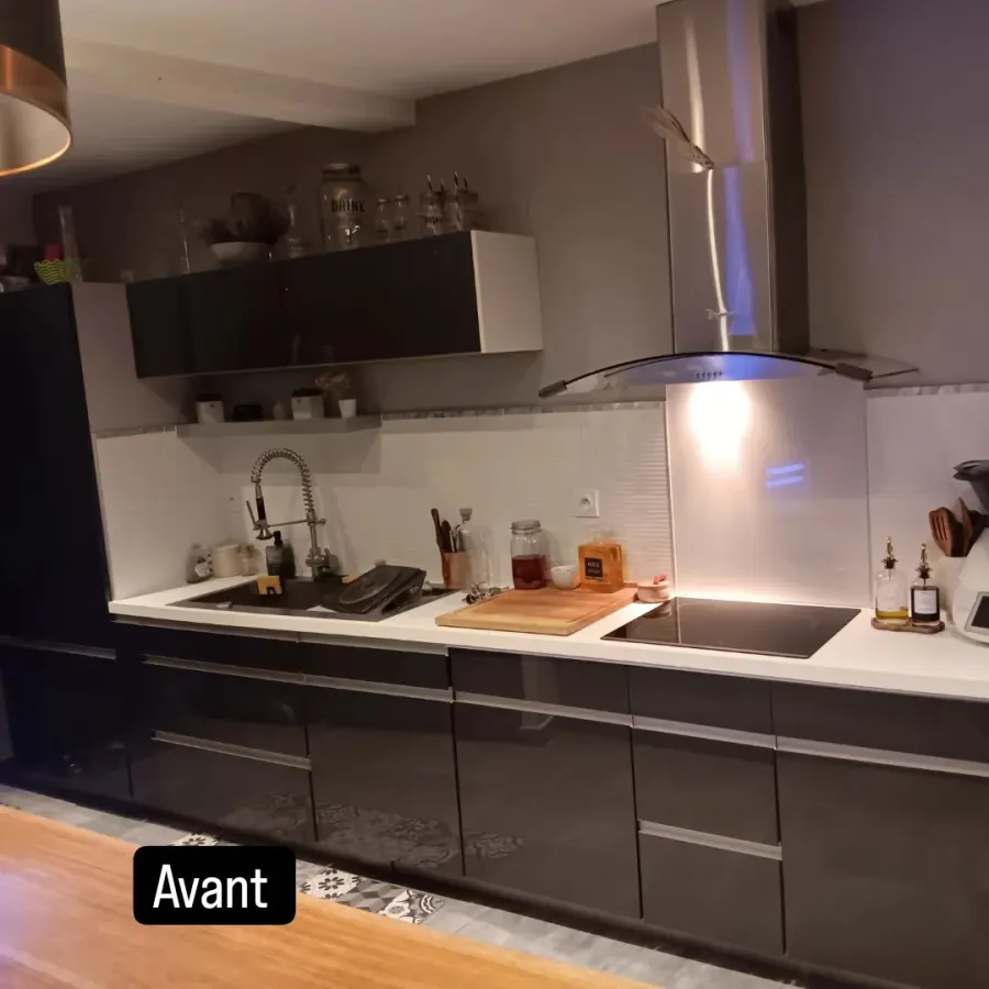 Cuisine laquée grise avant covering