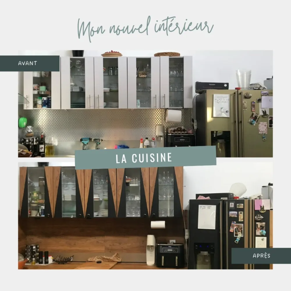 Montage avant/après d'une cuisine rénovée par covering à Lucciana